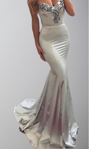 Light gray evening clearance gown